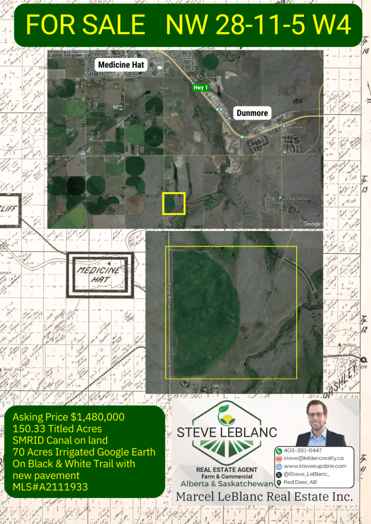 Medicine Hat Irrigated Farmland For Sale 70 Acres Irrigated