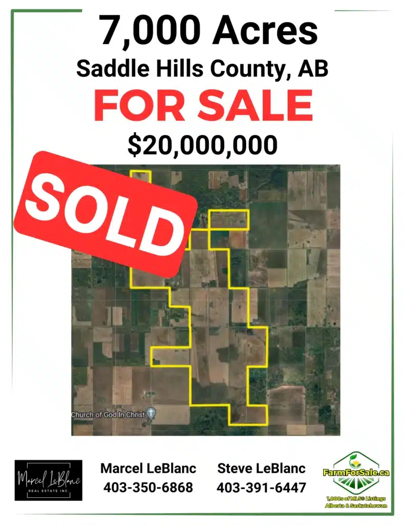 7,000 acres of alberta farmland sold steve leblanc farm realtor marcel leblanc real estate inc. large farm for sale sold www.farmforsale.ca