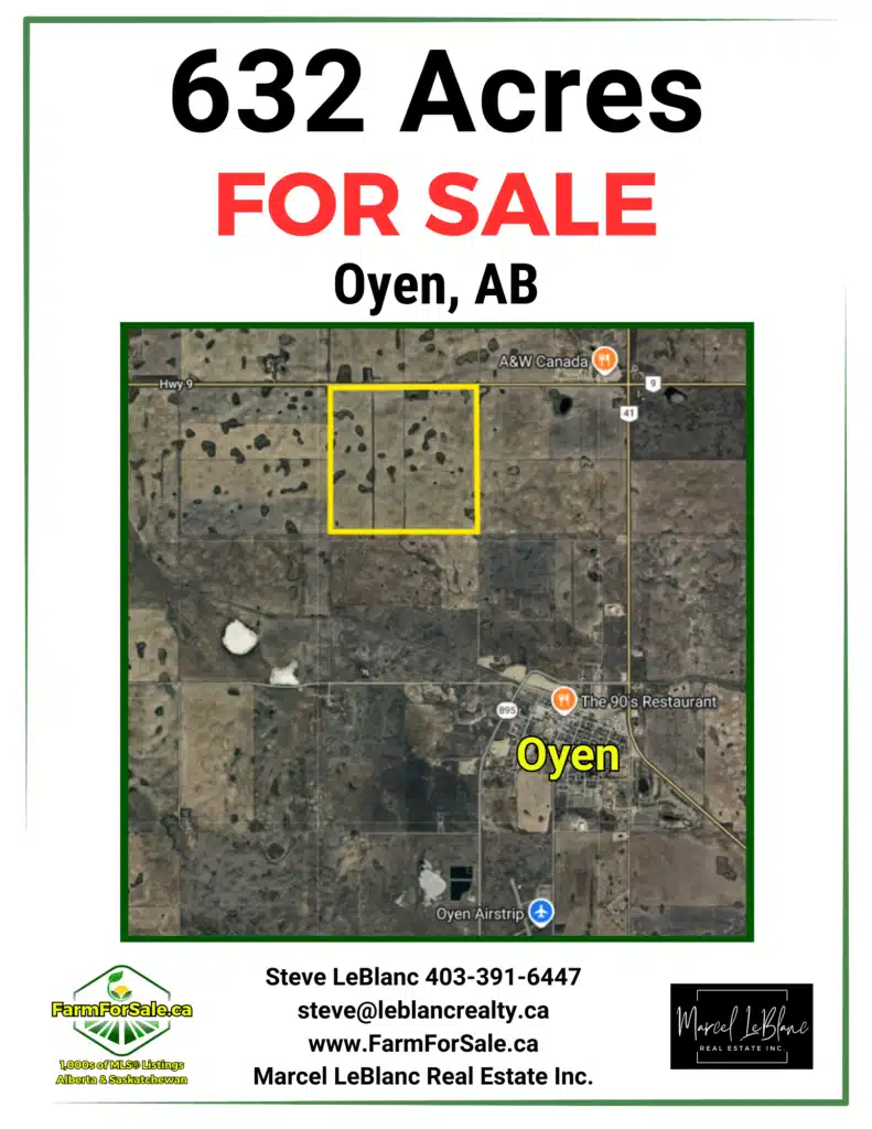 Oyen 632 acres for sale oyen alberta steve leblanc farm realtor www.farmforsale.ca