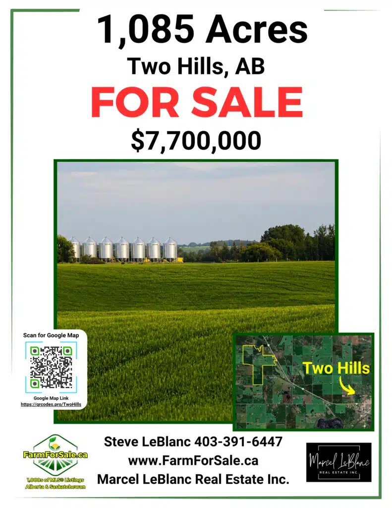 1 1085 acres farmland for sale Two Hills alberta Steve LeBlanc Farm Realtor www.FarmForSale.ca land for sale