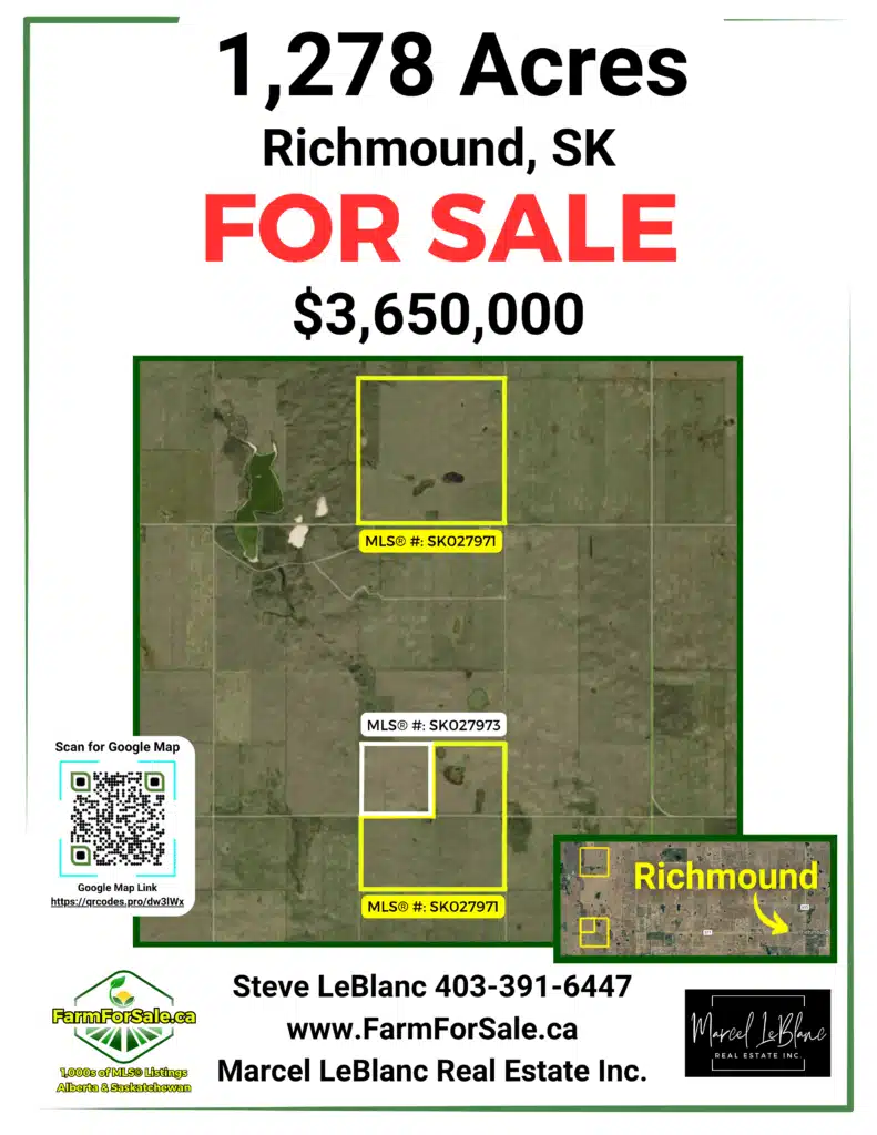 1,278 Acres Farmland for sale Richmound Saskatchewan by Steve LeBlanc Farm Realtor www.FarmForSale.ca MLS SK027971, MLS SK027971_Page_1