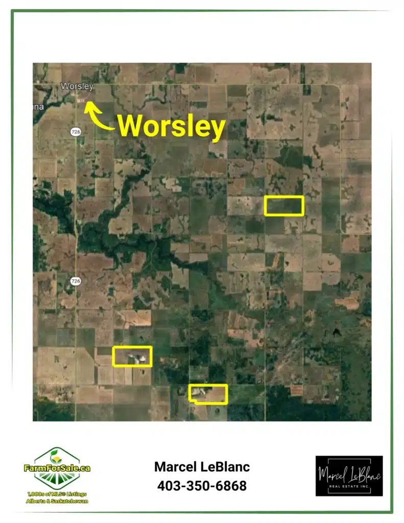 4 950 acres farmland for sale 2 gravel pits for sale worsley alberta Marcel LeBlanc www.farmforsale.ca