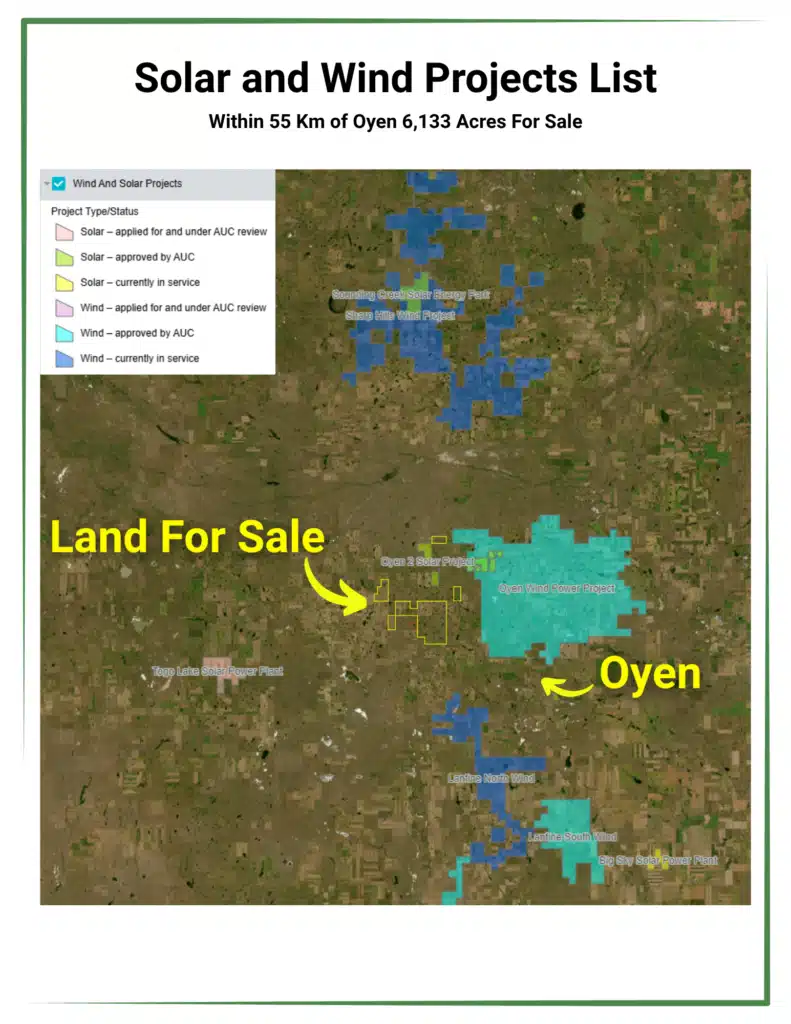 6,133 Acres of farmland for sale by Tender Oyen Alberta by Steve LeBlanc Farm Realtor Alberta and Saskatchewan www.FarmForSale.ca energy projects map