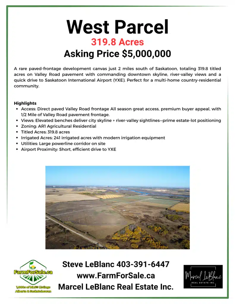 11 Marketing Package 395 Acres Saskatoon Oct 30, 2026 Deadline For Sale by Steve LeBlanc www.FarmForSale.ca