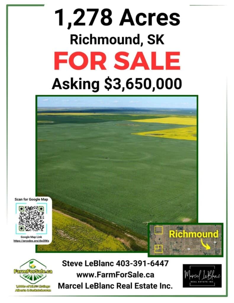 1278 Acres for sale Richmound Saskatchewan by Steve LeBlanc Farm Realtor www.FarmForSale.ca Richmound