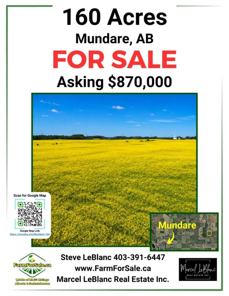 160 Acres for sale Mundare Alberta by Steve LeBlanc Farm Realtor www.FarmForSale.ca Mundare